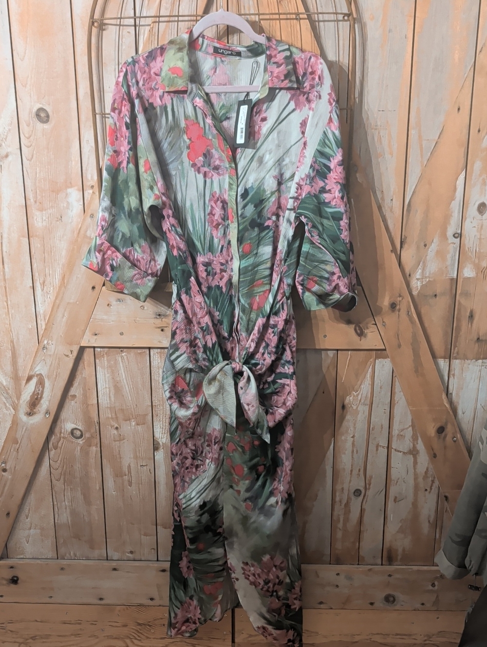 Nwt. $795 Tag On. UNGARO KYNLEE TIE WASTE SHIRTDRESS